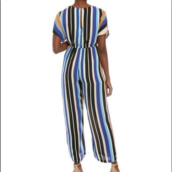 Secret Charm Wrap Striped Jumpsuit Size S - Picture 2 of 5